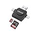 Micro SD Card Reader, VIKASI TF Memory Card Camera Reader Adapter iPhone/iPad/Android/Mac/PC/New MacBook Lightning/Micro USB/Type C/USB 3.0 Connector(4 in1) (Black)