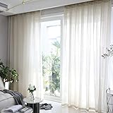 Home Brilliant Super Soft Linen Curtains Semi Sheer Window Treatment for Patio, 54 x 84 inch Long, Set of 2