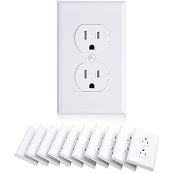 Cable Matters 10-Pack Tamper Resistant Duplex Receptacle 15 Amp Electrical Outlet with Wall Plate in White