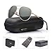 LUENX Mens Womens Sunglasses Aviator Polarized Driving UV 400 Protection Grey Green Lens Gold Metal Frame 60mm