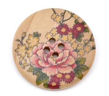 SiAura Material 10x Holzknöpfe mit Blumenmotiv XXL