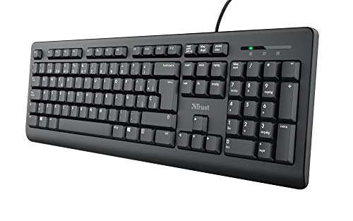 Trust Taro Tastiera - Layout QWERTY spagnolo, resistente agli urti, cavo da 1,8 m, connessione USB, Windows, Mac, PC, laptop, nero