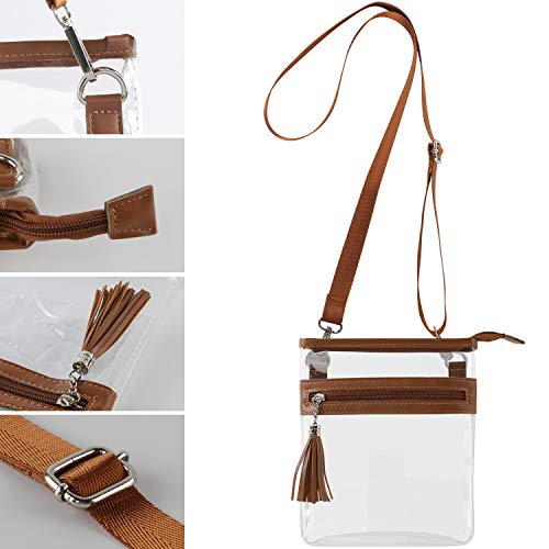 YanHao Clear Purse Fashion NCAA PGA NFL Stadium Approved Clear Bag Crossbody Transparent Bag with Tassel