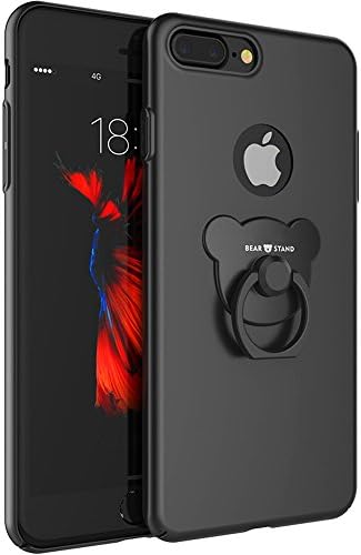 iPhone 7 Plus case,Niubity Bear Ring Series PC bumper case 360 Degree Rotation bracket for Apple iPhone 7 Plus 2016 (Black)