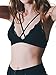 Romwe Women's Sexy Triangle Bralette Criss Cross Top Lace Lingerie Wireless Bra Black_1 M