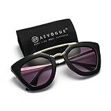 AEVOGUE Womens Sunglasses Double Bridge Cat Eye Gradient Lens Metal Temple UV400
