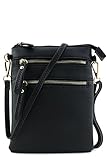 Multi Zipper Pocket Wristlet Crossbody Bag (Matte Black)