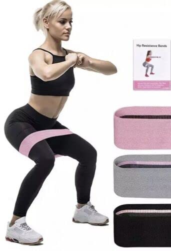 Full Set of 3 Ignite Fitness Quality Fabric Resistance Exercise Bands - Light, Medium & Heavy