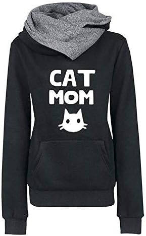Staron Womens Hoodie Sweatshirt Cat Mom Long Sleeve Hooded Pullover Tops Blouses