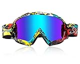 Basecamp Snow Skiing Snowboarding Goggles,Unisex Motocross Sports Snowmobile Snowboard Ski Goggles Anti Fog Dust UV, Dustproof Scratch-Resistant Bendable Windproof Eyewear Protective Glasses (Red)