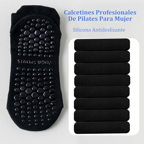JDF3CISH 8 Pares Calcetines de Yoga, Calcetines Yoga Antideslizantes para Mujer