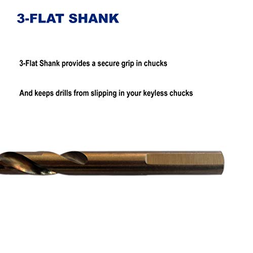 5/16-Inch Cobalt Steel M35 Jobber Length Twist Drill Bits for Hard Metal, Stainless Steel, Pack of 6