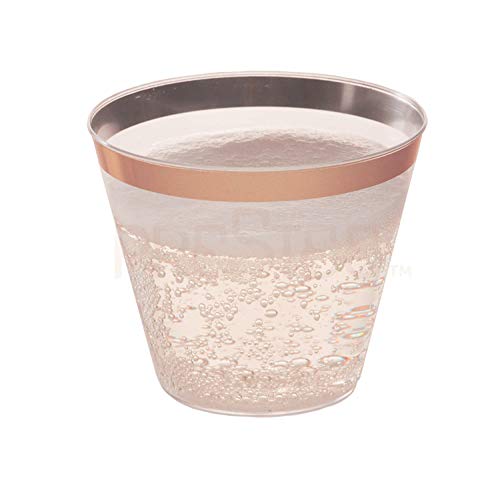 Rose Gold Plastic Cups 9 Oz 50 Pack Hard Clear Plastic Cups