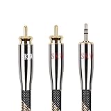 SKW Audiophile Single Crystal Copper Digital Audio Coaxial Cable 3.5mm Male to 2 RCA Male Audio Auxiliary Stereo Y Splitter Adapter Cable (3.2ft/1M)