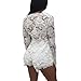 Gobought Women's Long Sleeve White Lace Romper Sets Jumpsuit Two Piece Plus Size