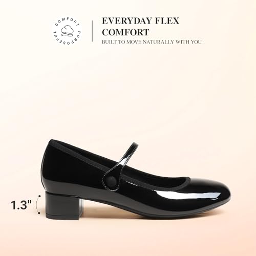 DREAM PAIRS Women's Comfortable Dress Shoes Thick Low Heels Mary Jane Slip on Round Toe Casual Cute Work Shoes