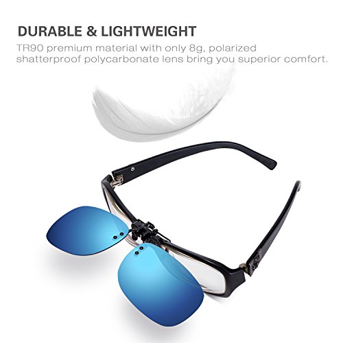 Clip-on Sunglasses, Besgoods Polarized Flip up Clip on Prescription Sunglasses Sports Driving Outdoor