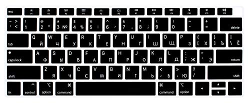 HRH Black Russian Language Silicone Keyboard Cover Skin for MacBook Newest Air 13 Inch 2018 Release A1932 with Retina Display and Touch ID,USA Layout - Thumbnail 6