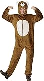 Smiffy's Adult Unisex Bear Costume, Jumpsuit with Hood, Party Animals, Serious Fun, Size M, 31680