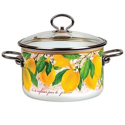 Enamel Stock Pot Enamel Pot Lemon Enamel Cooking Pot Enameled Pot (4.2qt (4L)) other