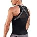 Underwear Men Shirt Tight Tank with Top Upper Back Support Brace Tummy Trimmer Body Shaper Slim Vest (Black with Hook, M)