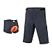 ARSUXEO Outdoor Sports Men's MTB Cycling Shorts Mountain Bike Shorts Water Resistant Gray with pad Size Large