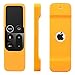 [2 Pack] Anti Slip Remote Protective Case Compatible for Apple TV 4K 4th Generation Siri Remote Controls - Pinowu Silicone Skidproof Shockproof Cover Skin for TV 4 4K Remote (Red + Orange)