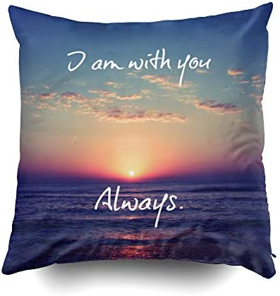 EMMTEEY Home Decor Throw Pillowcase for Sofa Cushion Cover,i am with You Always Bible Verse Decorative Square Accent Zippered and Double Sided Printing Pillow Case Covers 16X16Inch