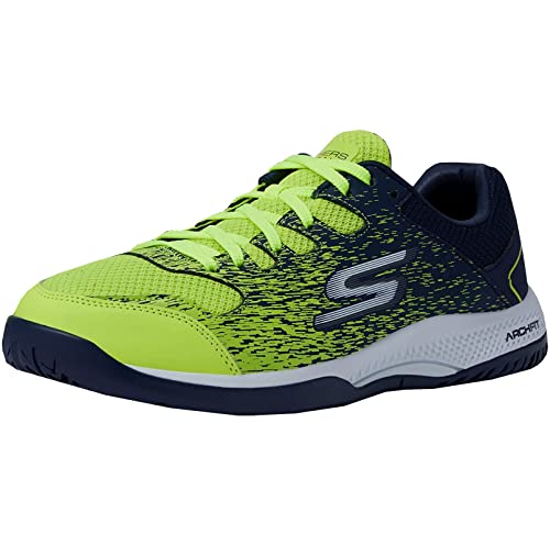 Skechers Men's Viper Court-Athletic Indoor Outdoor Pickleball Shoes with Arch Fit Support Sneaker, Yellow/Navy, 9