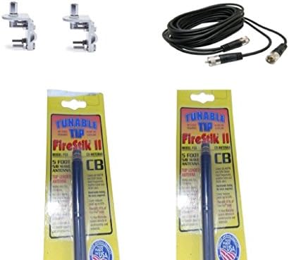 Err 2 Firestik FS5 , FS5b, Black Cb Antennas, 12ft Dual Cophase Coax, Brackets and Studs Combo