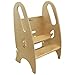 Little Partners 3-in-1 Growing Step Stool Toddler Tower Helper, Wooden Toddler Standing Stool for Bathroom or Kitchen, Anti-Slip Feet, Safety Hand Rails Up to 200 lbs. (Natural)