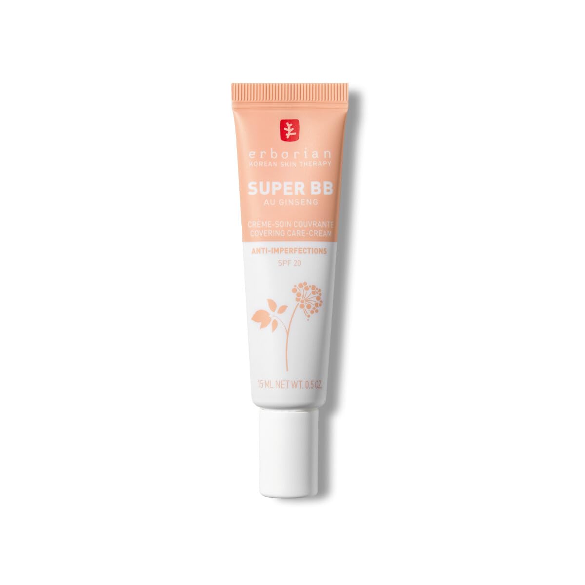 Erborian - Super BB Cream with Ginseng - High Coverage Tinted Face Care Anti-Imperfections - Complexion Corrector and Perfecter - Sun Protection SPF 20 - Korean Cosmetic - Clair 15ml
