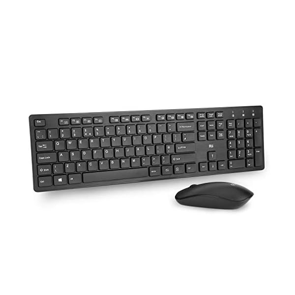 Wireless keyboard and Mouse Set,Rii RK200 Standard Full Size Wireless Keyboard and Mouse 104 Keys for Work Office Home…