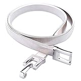 Tanpie Skinny Waist Belt of Women Elastic Metal Stretch Chain Belt Silver 29''