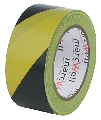 50mm x 33m Black Yellow Heavy Duty High Visibility Floor Hazard Lane Marking Tape Qty 1 Roll