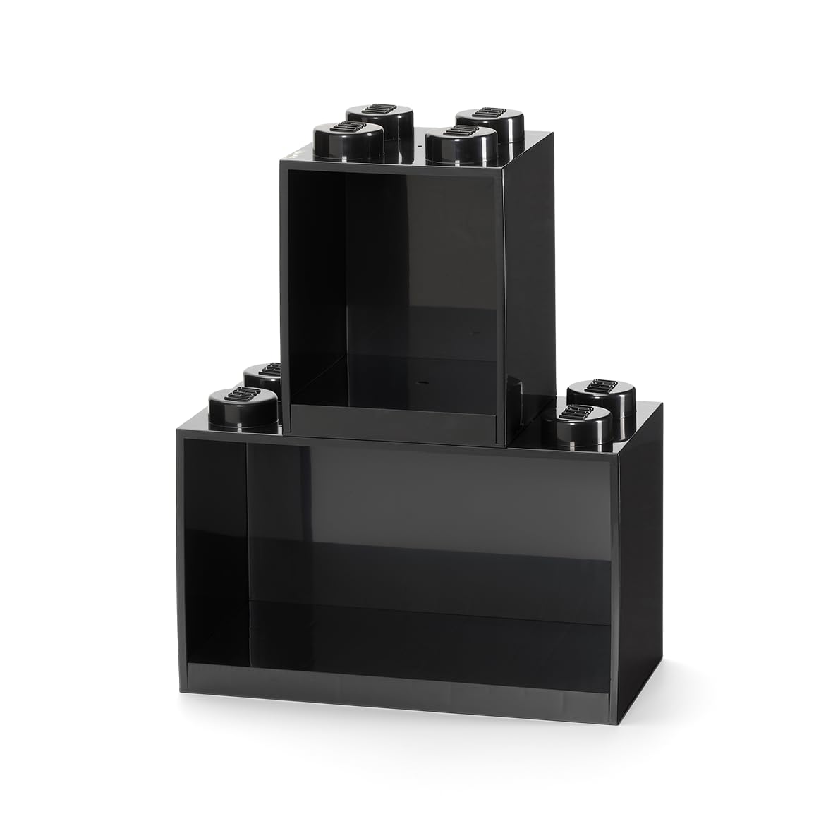 LEGO Brick Shelf Set - 2 pcs | Perfect LEGO Storage for Books, Toys, and Trinkets Desk Organiser, Room Storage, and Stackable Storage Solution, Black