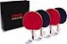 Looper Premium 4 Paddle 8 Ball Ping Pong Set & Easy-Store Case | 6 Star Table Tennis Racket | Top Tier Bat, Rubber, Sponge, and Solid Wood Grip | Best Pack for Youth to Professional ITTF Game Players
