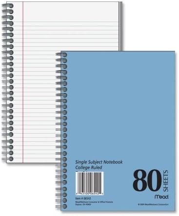 Wholesale CASE of 25 - Mead Heavyweight Spiralbound Notebook-Spiral Notebook,College Ruled,7"x5",80 Sheets,Blue Cover