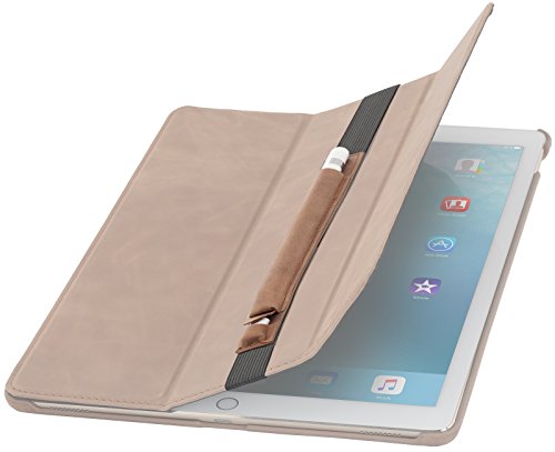 StilGut Pencil Holder, Genuine Leather Sleeve with Charging Slot (for Lightning Adapter) for Apple Pencil, compatible with Apple iPad Pro 12.9 " Cases, Cognac Vintage