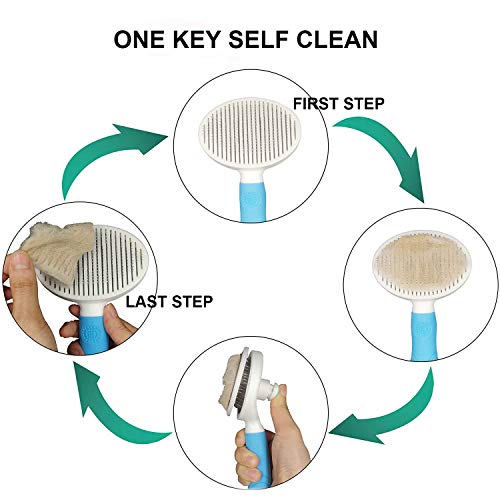 Asoract Pet Self Cleaning Slicker Brush – Gently Removes Loose Undercoat Effectively Reduces Shedding by Up to 95% - Professional Pet Grooming Brush for Small, Medium & Large Dogs and Cats cat Brush