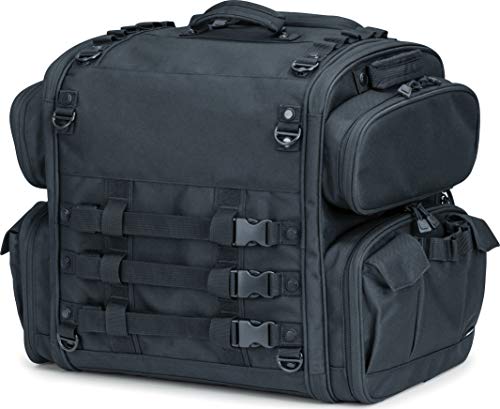 Kuryakyn 5284 Momentum Road Warrior Motorcycle Travel Luggage: Weather Resistant Seat/Trunk/Rack Bag with Sissy Bar Straps, Black