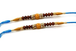 IndiaBigShop Set Of Two Rudrksha Rakhi Thread. Rakhi, Raksha Bandhan Gift For Your Brother Vary Color And Multi Design Assorted Rakhi