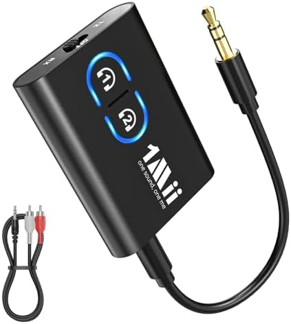 Recetor transmissor ML300 Bluetooth 5.3 para TV, entrada de áudio Bluetooth 3,5mm adaptador AUX aptX LL/AD/HD, dual link, música HiFi para PC/auscultadores/estéreo/carro/colunas/avião