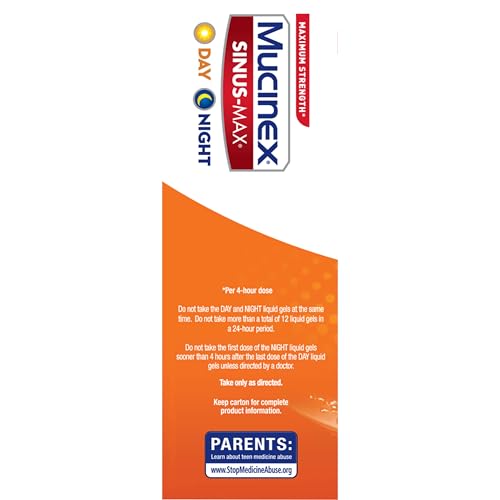 MUCINEX SINUS-MAX LIQUID GELS FOR DAY AND NIGHT, 24 COUNT
