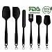 Silicone Spatula Set - 6 Piece Non-Stick Rubber Spatula Set with Stainless Steel Core - Heat-Resistant Spatula Kitchen Utensils Set for Cooking, Baking and Mixing - Black