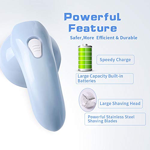 LOBKIN Quitapelusas eléctrico Adecuado para Todas Las Prendas, con Orificios de 3 tamaños en la Rejilla para Pelusas de Cualquier tamaño Recargable (Azul)