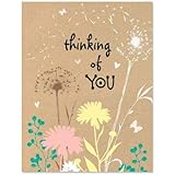 Kraft Thinking of You Note Cards - Set of 10, Envelopes Included, 4.25" x 5.5", Floral Design