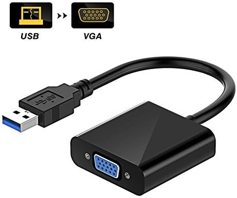 Zedari USB 3.0 to VGA Adapter Multi-display Video Converter- PC Laptop Windows 7/8/8.1/10,Desktop, Laptop, PC, Monitor, Projector, HDTV, Chromebook, (USB TO VGA Adapter) (Black)