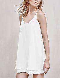 Dohia Vestido de verano sin mangas de gasa con tirantes para mujer