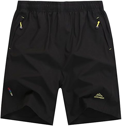 Rewalker Men's Outdoor Quick Dry Lightweight Workout Running Shorts Zipper Pockets (Black, M)